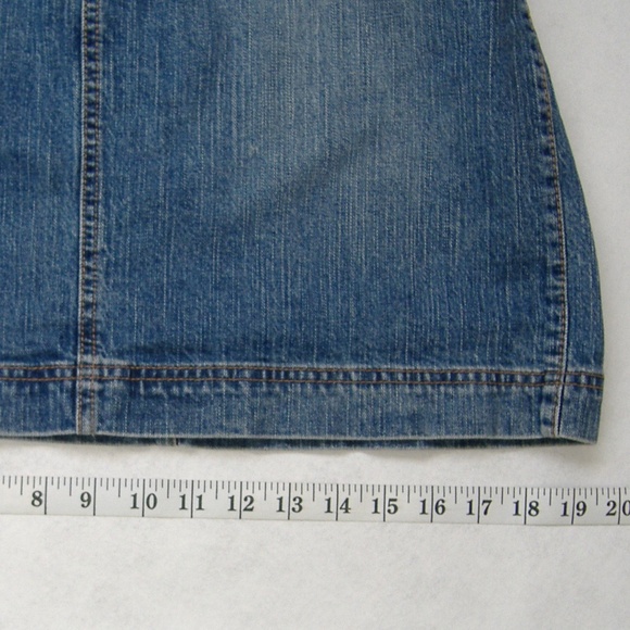 IZOD Jeans Mini Skirt Short Above Knee Indigo Blue Denim Cotton Blend Pockets 8 - Picture 3 of 8